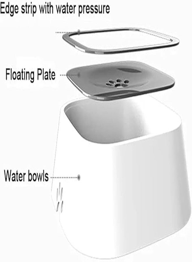 PRISO 1.5L Pet Water Bowl Portable Floating Non-Stick Spout Bowl No Leaking Splash-Free Feeder Pet Water Dispenser BPA Free Dog for Puppy Taveling Bowl. (Whitecolor) - Image 2
